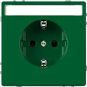 Merten MEG2302-6004 SCHUKO-Steckdose für Sonderstromkreise mit Schriftfeld, Berührungsschutz, Steckklemmen, SV, grün, System Design MEG23026004