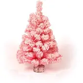 Merkloos Mini-Weihnachtsbaum mit rosa Filzoberfläche - 45 cm