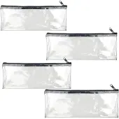 OEM Federmäppchen-Set, 4 Stück, transparent, groß, Kunststoff, mit Reißverschluss