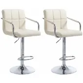 CLP 2er Set Barhocker Lucy V2 höhenverstellbar und drehbar | Farbe creme Gestell Farbe chrom