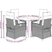 vidaXL 5-tlg. Garten-Essgruppe mit Kissen Beigemischung Poly Rattan