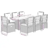 vidaXL 9-tlg. Garten-Essgruppe mit Kissen Beige Poly Rattan