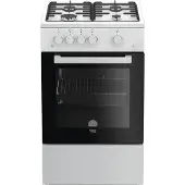 Beko FSG52010FW, Freistehender Herd, Weiß, Drehregler, Weiß, Vorderseite, Gaskochfeld