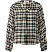 s.Oliver Bluse Karo-Bluse mit Faltendetail und elastischen Ärmelbündchen
