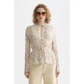 Scotch & Soda Printed Tied Front Woven Top Cosmic Sky Eggnog Größe: 38 | Longsleeves Outlet | Damen