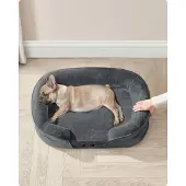 Feandrea Hundebett, Hundekissen, wasserdichte Innenschicht, erhöhte Ränder, abnehmbarer, waschbarer Bezug, schiefergrau