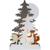 Eglo LED Weihnachtsdeko, Weihnachts-Silhouette Wald mit Igel, Hase und Fuchs, Winterlandschaft mit Timer und batteriebetriebener Beleuchtung, warmweiß