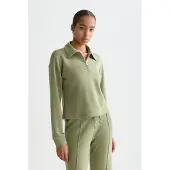 Scotch & Soda Zip Through Tencel Sweatshirt Oil Green Größe: XS | Longsleeves Outlet | Damen | Grün