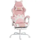 Zimtky Gamerstuhl Katzenohren Lendenstütze Fußstütze Kopfstütze Rosa