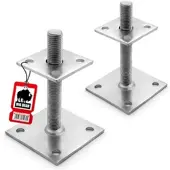 BigDean 2 Stück Pfostenträger höhenverstellbar Höhe 30 – 150mm – verzinkt & zum Aufschrauben