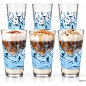 MamboCat 6er Set CHALET Latte Macchiato Gläser mit Ski-Dekor 380ml – 165683