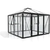 Vitavia Gewächshaus "Minos ESG/HKP, schwarz", schwarz, B:317cm H:264,5cm T:321,5cm, Gewächshäuser, Gewächshaus, mit Pavillondach, Wand 3 mm Glas, Dach 10 mm Hohlkammerplatten