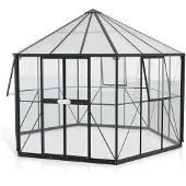 Pergart Vitavia Gewächshaus-Pavillon "Juno 9000" inkl. Stahlfundament schwarz 9,0 m² 3 mm ESG, 6 mm HKP