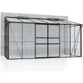 Pergart Vitavia, Aktionsangebot (inkl. 100 Euro Zubehör): Anlehn-Gewächshaus "Osiris 7800", schwarz, 7,8 m², 3 mm ESG, 6 mm HKP