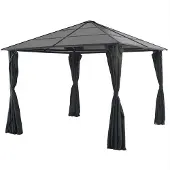 Selius Gartenpavillon, 3x3 Meter, Schwarz – Dach aus Polycarbonat – Aluminium und Stahl