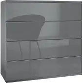 Vladon Kommode Pavos V3 hängend, Sideboard mit 4 Schubladen Anthrazit matt/Grau Hochglanz (76 x 94 x 35 cm)