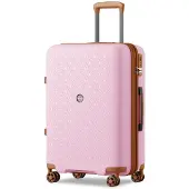 Kono Koffer Mittelgroß Reisekoffer mit Getränkehalter Rosa/Braun