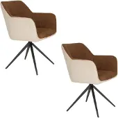 Housecraft living Daley Esszimmerstuhl mit Armlehne Beige/ Braun - 2 er Set