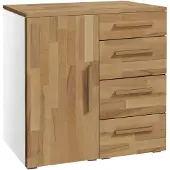 Hasena Kommode Qunito Weiß mit Kernbuche-Front zerlegt, zerlegt (zum Selbstaufbau) 90x50x86 cm – Selezione