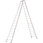 Hymer Stufenstehleiter mit Alu-Druckguss Gelenk 2x16 Stufen