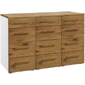 Hasena Kommode Trequatri Weiß mit Wildeiche-Front zerlegt, zerlegt (zum Selbstaufbau) 135x50x86 cm – Selezione