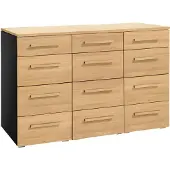 Hasena Kommode Trequatri Schwarz mit Eiche bright zerlegt, zerlegt (zum Selbstaufbau) 135x50x86 cm – Selezione