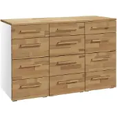 Hasena Kommode Trequatri Weiß mit Kernbuche-Front zerlegt, zerlegt (zum Selbstaufbau) 135x50x86 cm – Selezione