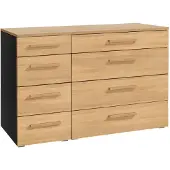 Hasena Kommode Cassino Eiche bright mit 8 Schubladen zerlegt, zerlegt (zum Selbstaufbau) 135x50x86 cm – Selezione