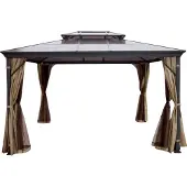 Bolt Pavillon – Aluminium Hardtop Pergola – Gartenpavillon – Partyzelt – 3x3,6m – Mit Moskitonetz