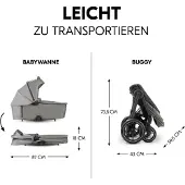 Hauck Comfort N Care Air Set, Betthimmel, Reisesystem-Babywagen, Unisex, Aufblasbare Räder, Faltbar, Dunkles Grau