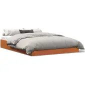 vidaXL Massivholzbett ohne Matratze Wachsbraun 140x200 cm Kiefernholz