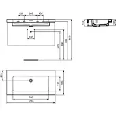 Ideal standard Extra Möbelwaschtisch, ohne Hahnloch, mit Überlauf, 1010x510x150 mm, T4369MA, Farbe: Weiß mit Ideal Plus