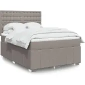 vidaXL Boxspringbett mit Matratze Taupe 160x200 cm Stoff