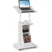OEM Steh-Schreibtisch höhenverstellbar 72-112 cm, neigbare Platte, Rollen, 50x40 cm