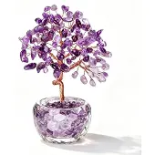 Merkloos Handgefertigter Kristallbaum mit polyedrischem Sockel, lila, 11 cm