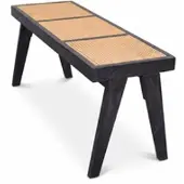 KADIMA DESIGN SITZBANK SILVES, Rattan, Schwarz-Natur, 120 x 38 x 48 cm