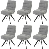 Mendler 6er-Set Esszimmerstuhl MCW-G66, Küchenstuhl, drehbar Auto-Position Stoff/Textil Bouclé MVG hellgrau