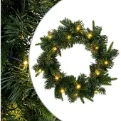 vidaXL Weihnachtskranz Grün Ø 30 cm PVC und PE 25 LEDs 42056970