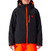Spyder - Wasserdichte und warme Skijacke - Leader Jacket Kids Black - Kindergröße L - schwarz