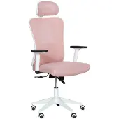 Carmen 7588 Ergonomischer Bürostuhl mit Netzrücken, Kopfstütze, Lordosenstütze und 1D-Armlehnen – Rosa