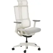 Carmen 7574 Ergonomischer Bürostuhl mit Netzrücken, Kopfstütze und 3D-Armlehnen – Creme