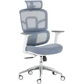 Carmen 7579 Ergonomischer Bürostuhl mit Netzrücken, Kopfstütze, 3D-Armlehnen und Alu-Fußkreuz – Blau