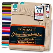 EXKLUSIV HEIMTEXTIL Doppelpack Jersey Spannbettlaken 140 - 160 x 200 cm Sand