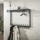 Feeling4Home Garderobe Melamik Metall und Melamin, modern mit Keramik-Optik, grau schwarz, Hutablage und 20 Haken
