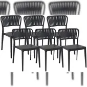 CLP 6er Set Gartenstühle Portofino Kunststoff HBT: 84x45x55 cm schwarz
