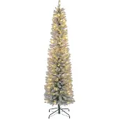 MH Handel GmbH Weihnachtsbaum 210 cm, LED-Lichterkette, Kunstkette, flammhemmend, Metallbasis, Grün