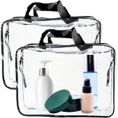 PromoHome Transparente Reise-Toilettentasche Set - 2 Stück Wasserdichte PVC-Taschen, 6L, TSA-zugelassen