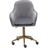 Amstyle Drehstuhl Samt Grau höhenverstellbar mit Lehne Rollen 120kg Design Schalenstuhl 54x52x105 cm