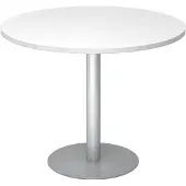Hjh OFFICE PRO BISTRO F100R S - System Konferenztisch Weiß Silber Ø 100