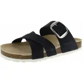 Rohde Damen blaue Leder Pantolette mit Schnalle, flacher Absatz, Größe 42